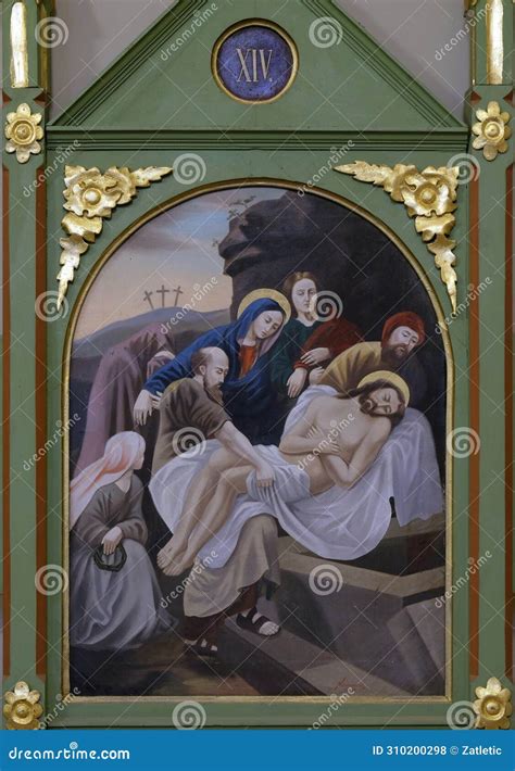 Th Stations Of The Cross Jesus Is Laid In The Tomb And Covered In