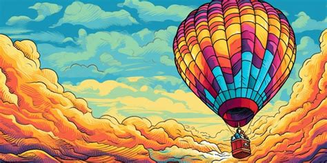 Premium AI Image Illustration Of A Hot Air Balloon Flying Through A Cloudy Sky Generative Ai