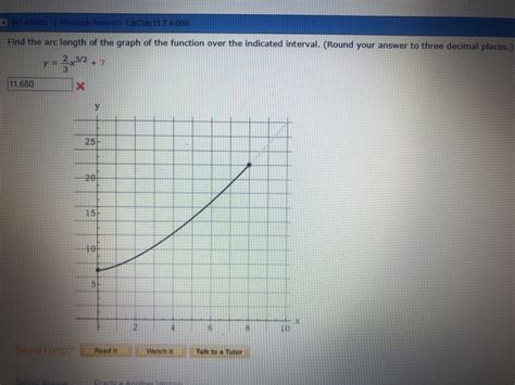 Solved Poms Previous Answers LarCalc 11 74 009 Find The Arc Chegg