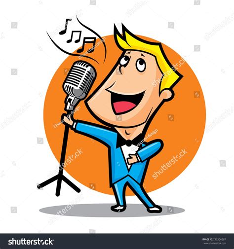 Cartoon male superstar singer singing holding stock vector royalty free ...