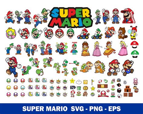 Super Mario Svg Bundle Mario Characters Svg Cut Files For Etsy