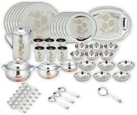 Vinod Steel Stainless Steel Printed Dinner Set Pieces Silver