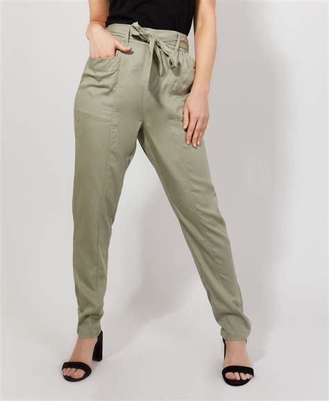 Trousers Tapered Leg Tie Waist Trousers With Pockets Krisp