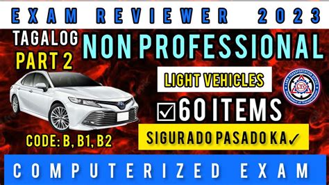 Lto Non Professional Exam Reviewer Code B B B Light Vehicle