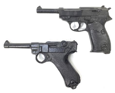 Lot 2pc Movie Prop Cast Metal Guns Toy Walther P38
