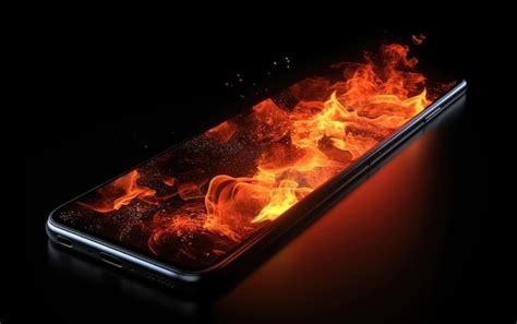 Premium Ai Image A Phone With Flames On It Is Lit Up On A Black