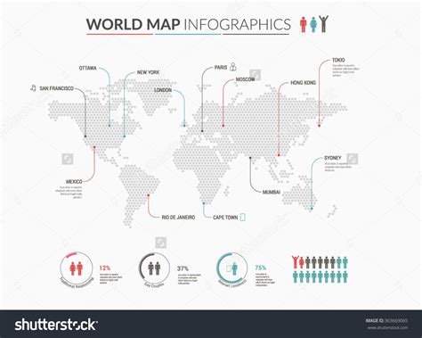 Set Of Infographics Elements World Map Pointers And Diagrams