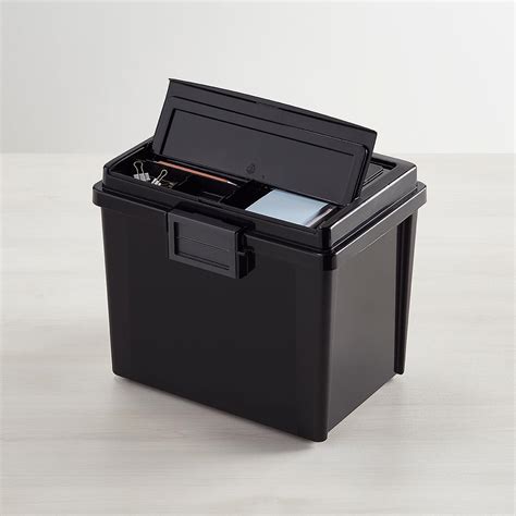 Iris Black Weathertight Portable File Box With Handle The Container Store