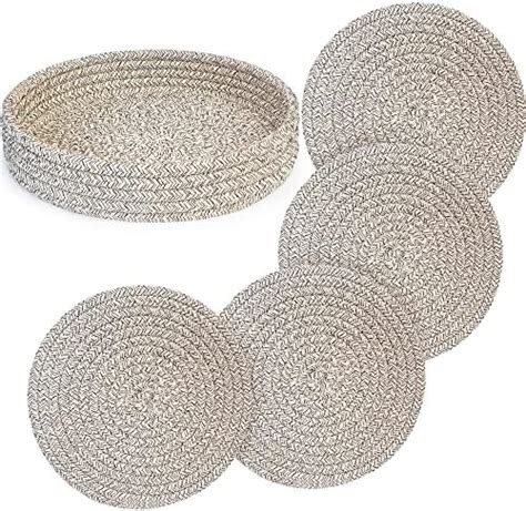 Belle Vous Bamboo Heat Resistant Hot Pads Trivet Set Pack X Cm X Inches Non