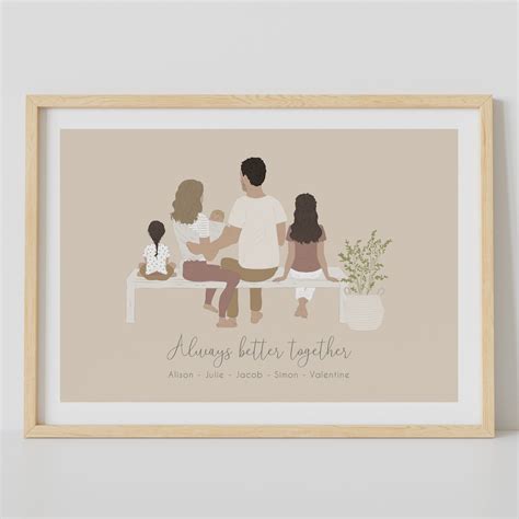 Affiche Portrait de famille Affiche famille personnalisée Illustration