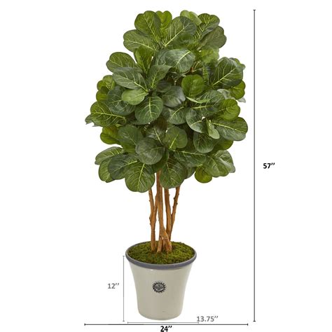 57” Fiddle Leaf Fig Artificial Tree In Decorative Planter Nearly Natural