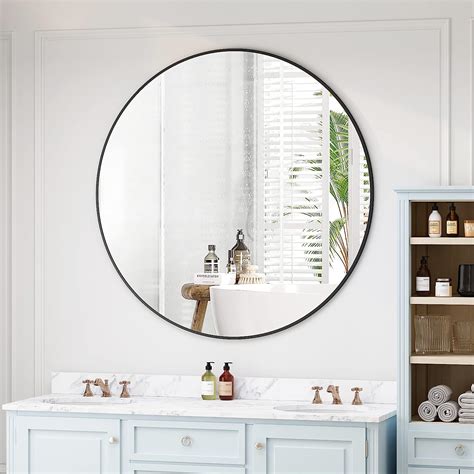 Amazon HomSof Wall Mirror 42 Inch Black Circular Mirror Metal