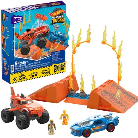 Mega Hot Wheels Smash N Crash Tiger Shark Chomp Course Vehicle Playset