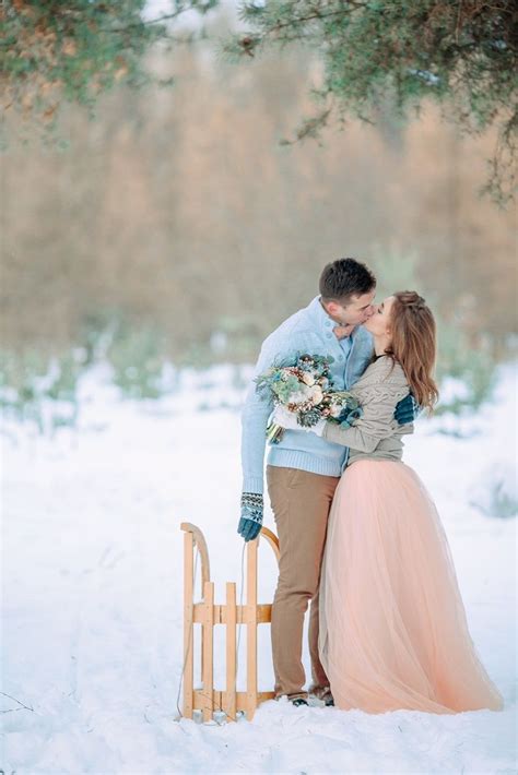 Light Blue And Peach Wedding Colours For Outdoor Winter Wedding In The