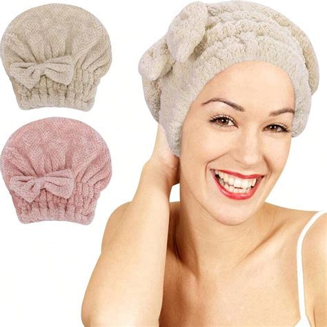 Piezas Toallas De Microfibra Para Secar El Cabello Turbante Toalla