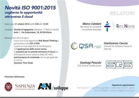 Seminario Gratuito Novit Iso Coglierne Le Opportunit