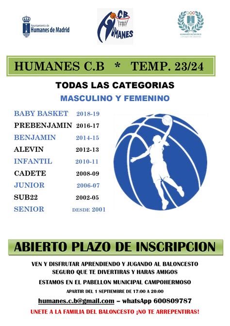 Abierto El Plazo De Inscripci N En El Humanes Club Basket Para La