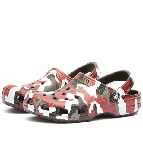 Crocs Classic Printed Camo Clog Black And Red End Sg