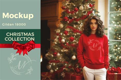 Red Christmas Gildan Mockup On Model Graphic By AestheticByNathalie