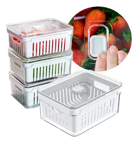 Kit 4 Pote Hermetico Acrilico 2 5l Trava Porta Salada Legume