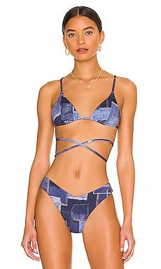 WeWoreWhat Cooper Bikini Top In Dark Wash REVOLVE