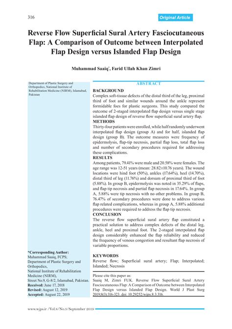 Pdf Reverse Flow Superficial Sural Artery Fasciocutaneous Flap A