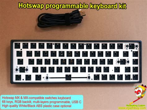 Hot Swap Programmable Mechanical Keyboard Barebone Kit 68 Keys RGB Backlit