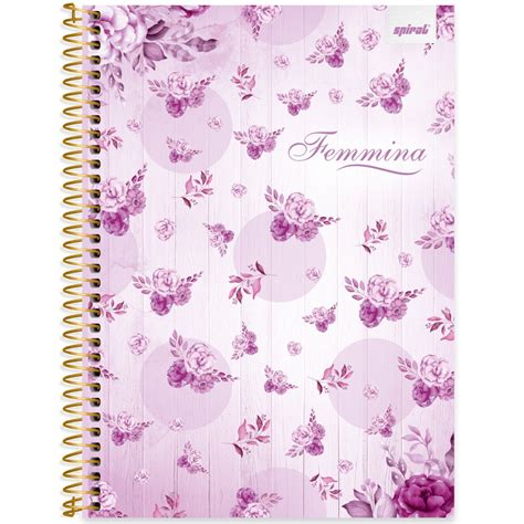 Caderno universitário capa dura 1x1 80 folhas Femmina 2369641 Spiral