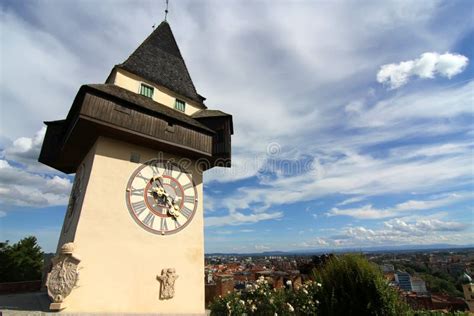 The Clock tower in Graz stock photo. Image of building - 38062662