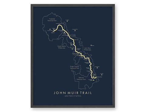 John Muir Trail Map JMT Hiking Trail Map JMT Poster John - Etsy