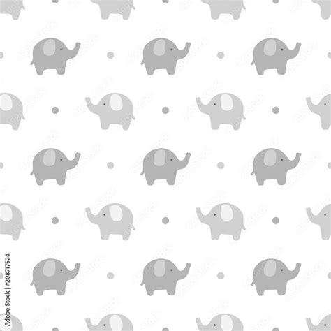 Elephant cute seamless pattern, Cartoon elephant background, vector ...