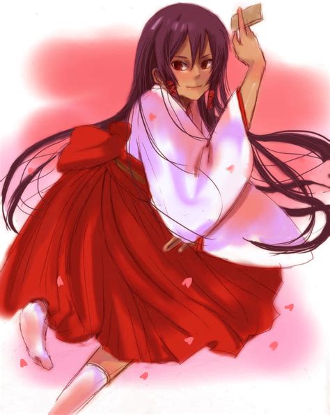 Safebooru 1girl Celesta Dark Skin Japanese Clothes Mahou Sensei Negima Masaki Celesta Miko