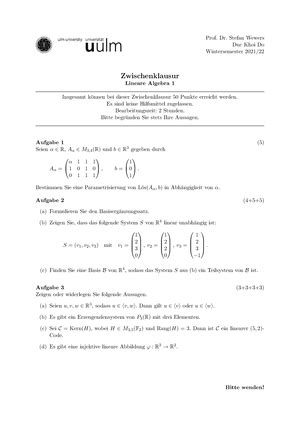 Skript LA 1 Lineare Algebra I Wintersemester 2022 Universit At Ulm