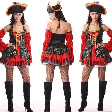 2018 New High Quality Sexy Red Women Pirate Costume Halloween Easter