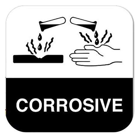 Corrosive Safety Labels 875 X 875 With Dot Hazmat Symbol Adhesive In Dispenser Box Roll