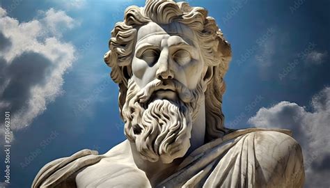 Bust Of The God Zeus Ancient Greek Mythology Antique Sculpture Created