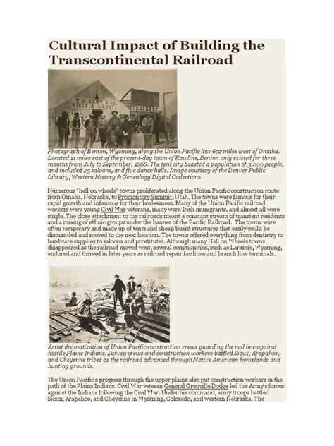 Cultural Impact Of Building The Transcontinental Railroad Cheyenne