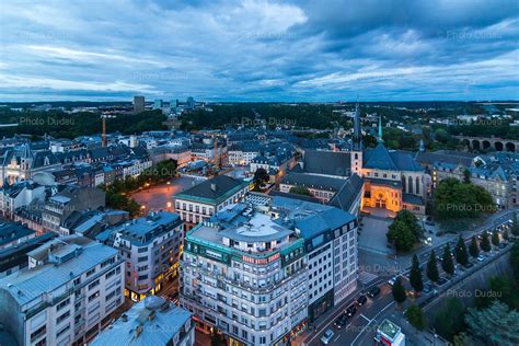 Luxembourg city evening aerial view – Stock Images Luxembourg