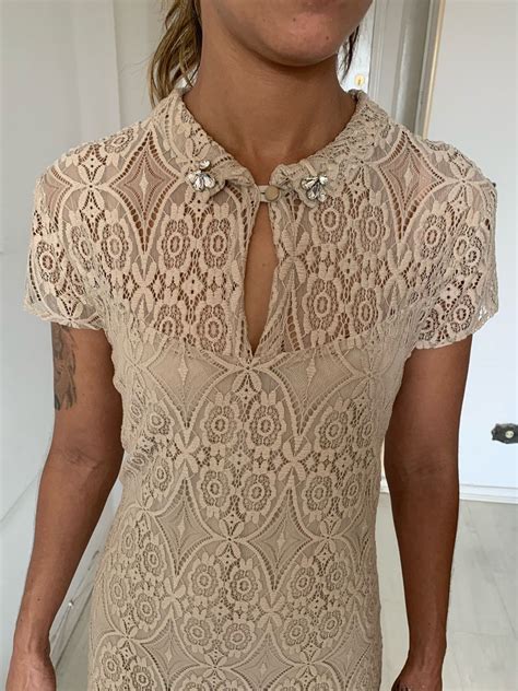 Vestido De Renda Nude Vestido Feminino Duqueza Nunca Usado 34841965