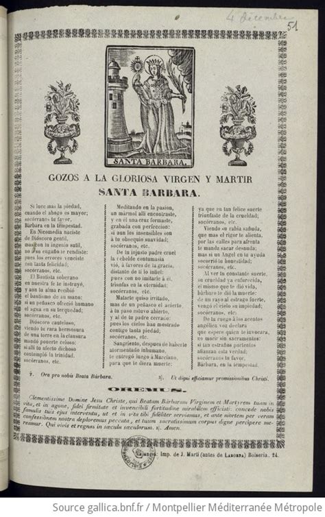 Gozos A La Gloriosa Virgen Y Martir Santa Barbara Gallica