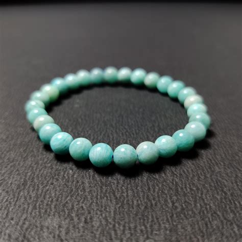 6mm Natural Blue Amazonite Bracelet Elasticated Bracelet Etsy