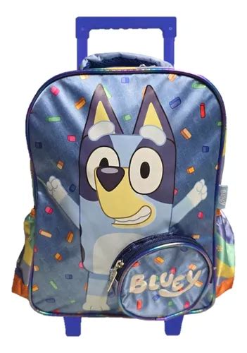 Mochila Escolar Bluey Kinder Con Carro Ds Env O Gratis