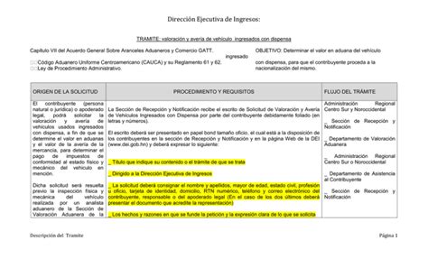 Descripción del Tramite Dirección Ejecutiva de Ingresos