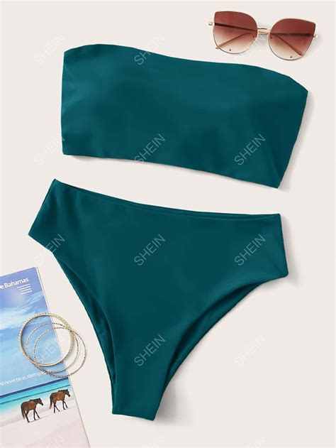 JINZHOUJZ Swim Basics Summer Beach Solid Bikini Set Lace Up Back