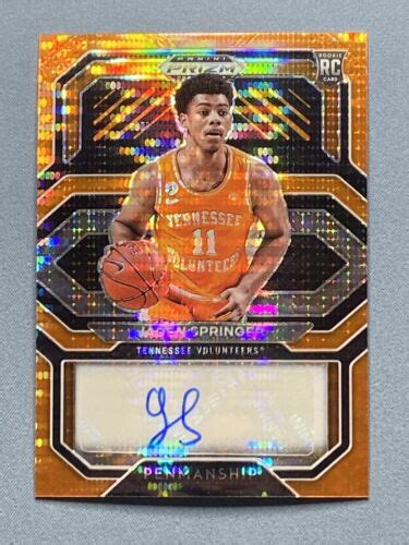 Panini Prizm Draft Jaden Springer Orange Pulsar Auto Rc Ssp