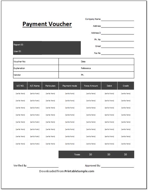 10 Free Sample Payment Voucher Templates Printable Samples 477