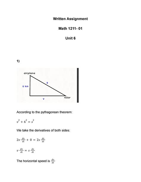 Written Assignment Unit Written Assignment Math Unit