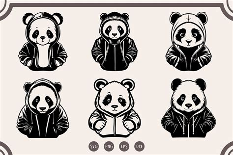 Cute Panda Svg Bundle Panda In Hoodie Graphic By Black Blot · Creative