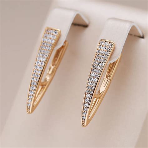 Kinel New Fashion V Shape Drop Earring For Women 585 Rose Gold Color