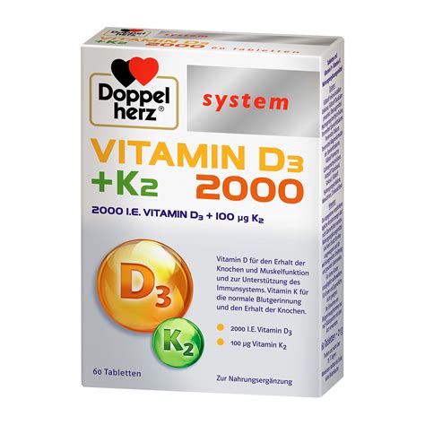 DOPPELHERZ VIT D3 2000 K2S 60 St Arzneimittel Datenbank